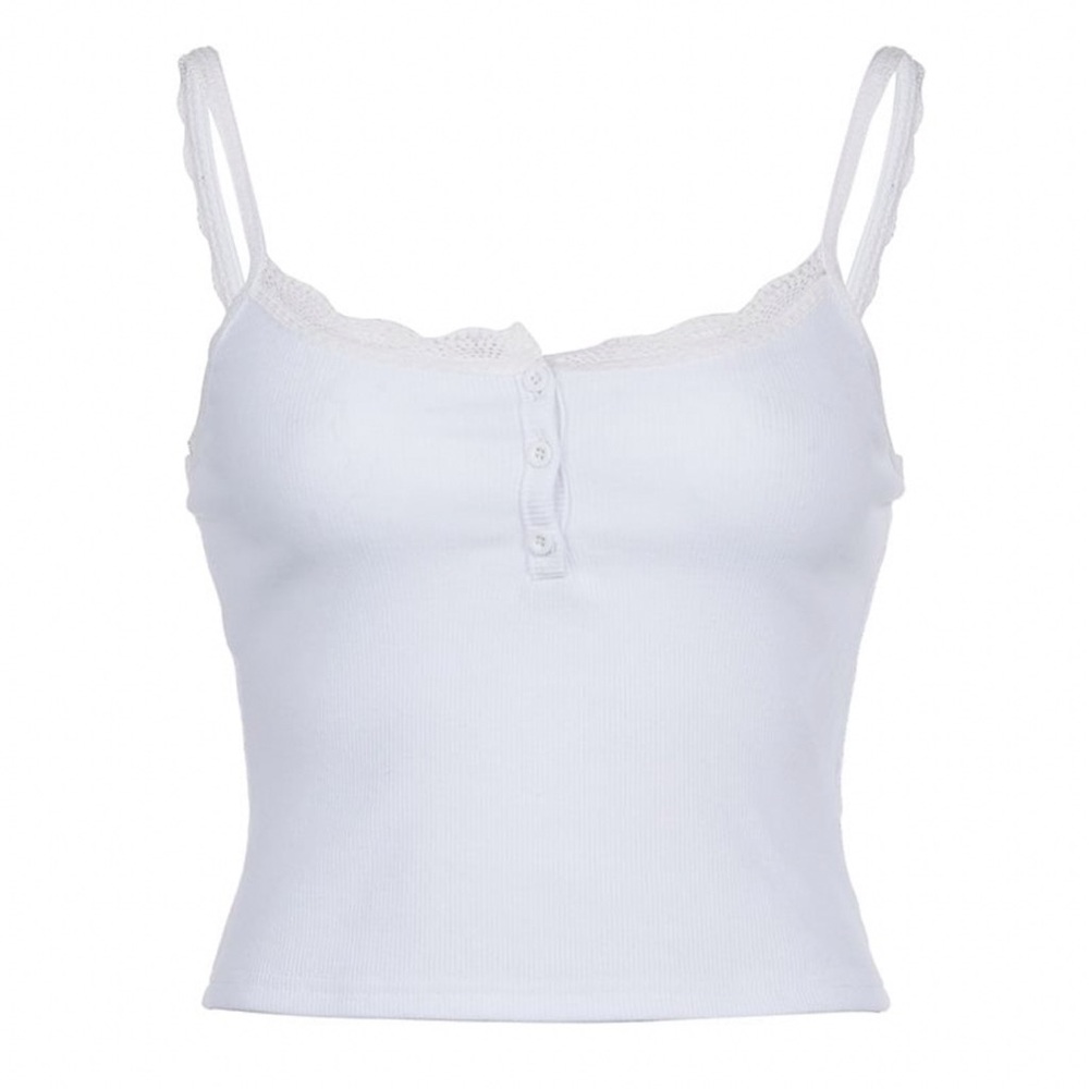 White Lace Trim Tank Top